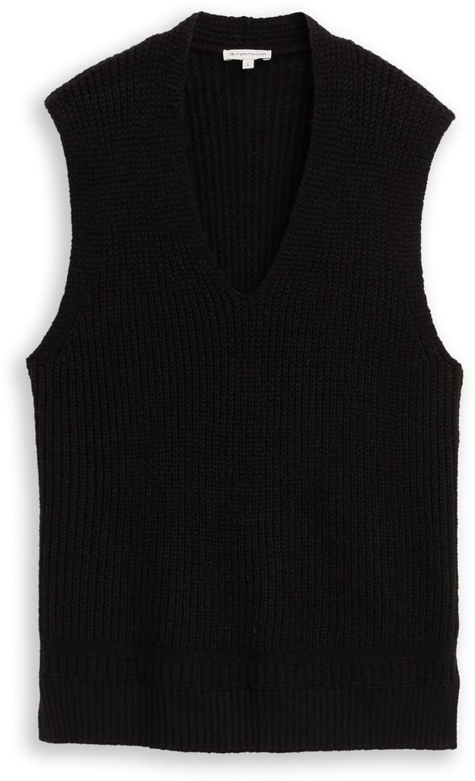 Tom Tailor - V-hals vest - Maat XS - deep black