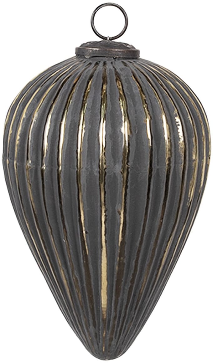 Clayre & Eef Kerstbal Overig Ø 10x13 cm Zwart Glas Kerstballen