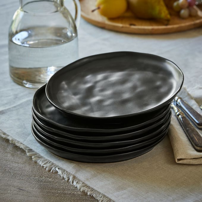 LOBERON Dessertbordje set van 6 Biarré zwart