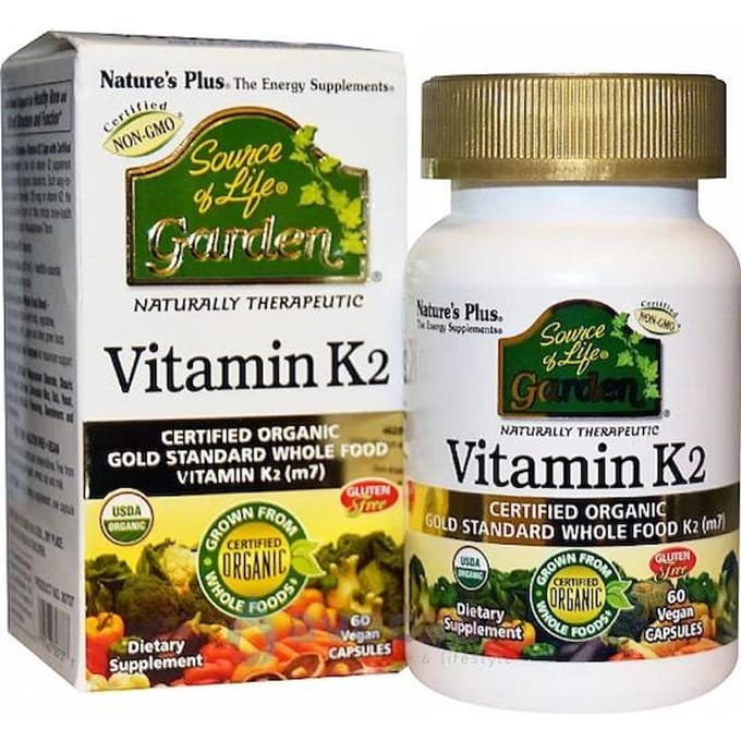 Nature's Plus- Bron van Leven, Tuin, Vitamine K2, 60 Vegan Capsules