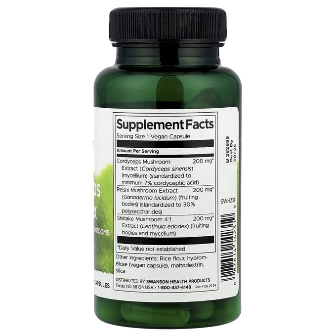 Cordyceps Complex, Reishi Paddenstoelen en Shiitake Paddenstoelen, 60 Vegetarische Capsules