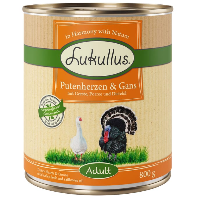 12x800g Kalkoenhart & Gans Lukullus Hondenvoer