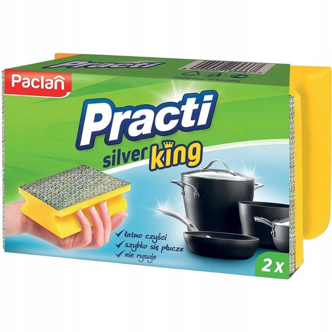 Paclan Practi Silver King - Keuken Spons - 2 stuks - Dubbelzijdig - Niet-krassend
