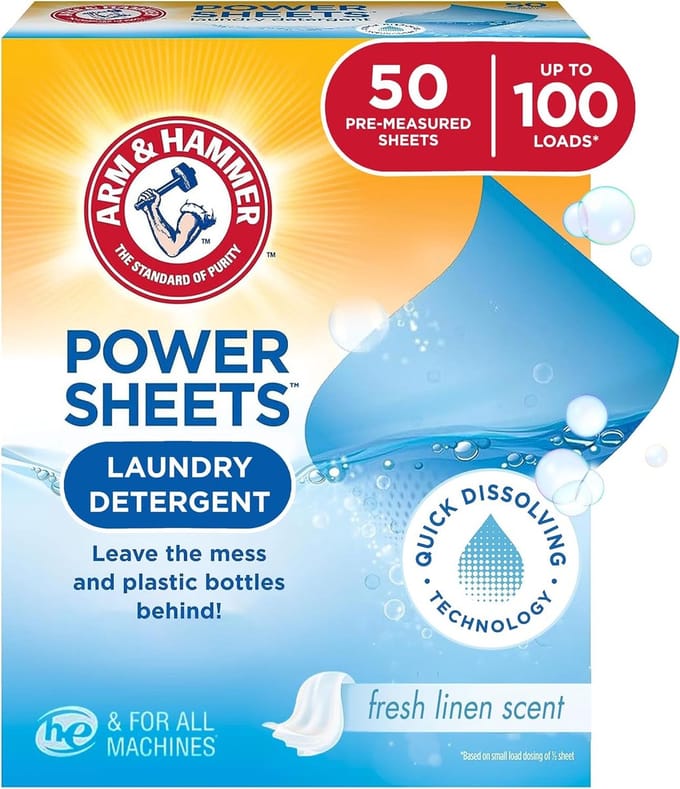 Arm & Hammer Wasmiddeldoekjes – Fresh Linen – 50 stuks – Plasticvrij