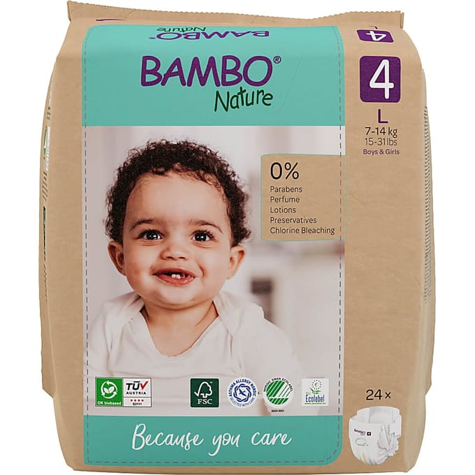 Bambo Nature Luiers Maat 4 (7-14 kg) - 24 stuks