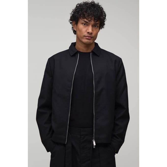 Op Maat Gemaakte Boxy Co-ord Harrington Jas | Black | Size Medium
