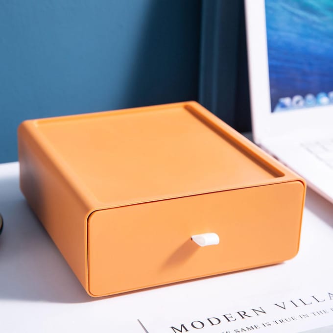 Bureaublad opbergdoos lade ontwerp sterke dragende stapelbare bureau organizer opbergdoos voor oranje