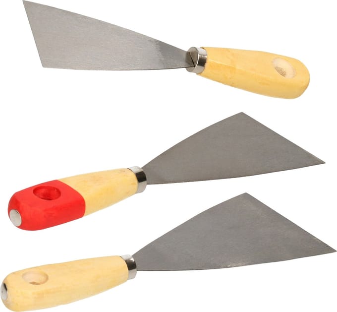 Bruder Mannesmann Plamuurmessen set 3-delig - 60 mm - 80 mm - 100 mm - staal - hout