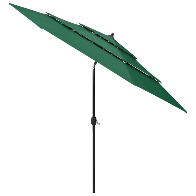 vidaXL - Parasol - 3-laags - met - aluminium - paal - 3 - m - groen