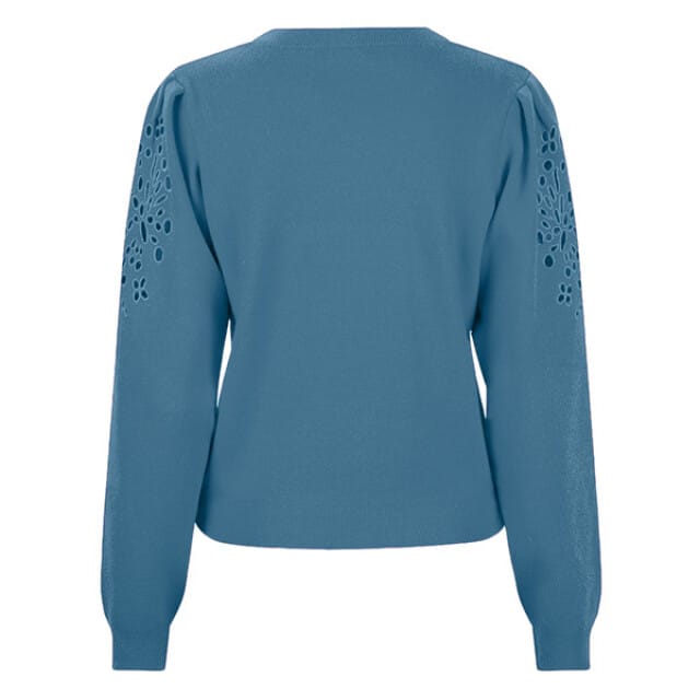 EsQualo Sweater Embroidery Anglaise Petrol Größe: S | Pullover Outlet | Damen