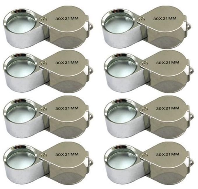Mini Vergrootglas Set - 8 Stuks 30x Vergroting voor Sieraden en Antiek
