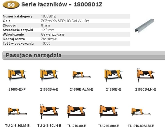 Bostitch - Type 80 ZS Staples - 8mm Lengte - Gegalvaniseerd Staal - 10.000 stuks