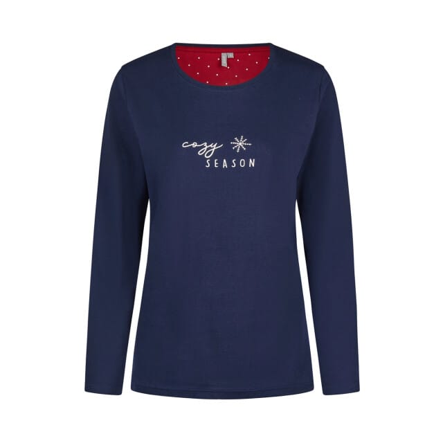 By Louise Dames Pyjama Set Lang Katoen Blauw - Maat XL