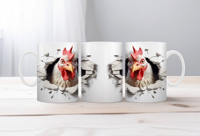 Koffiemok 3d boerderijdieren kip