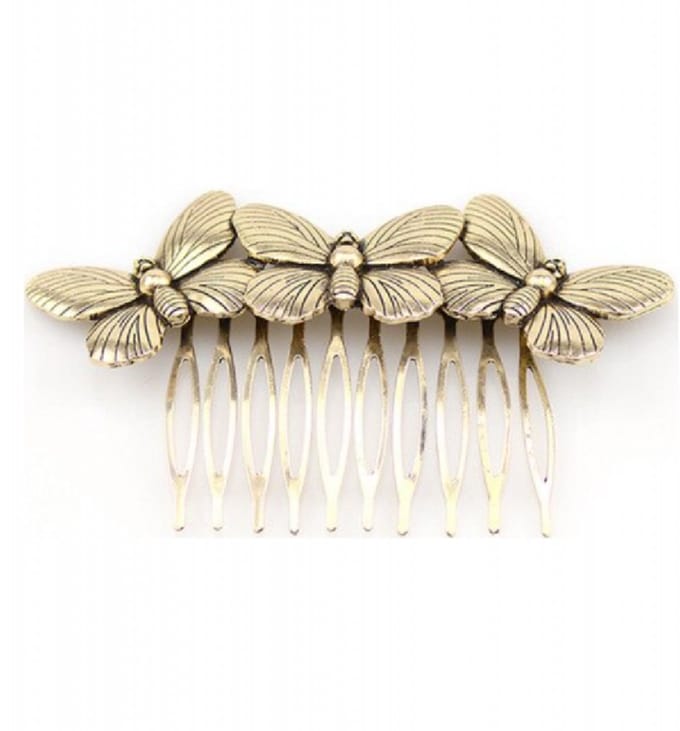 Haarschuif met goudkleurige vlinders - Charme Bijoux