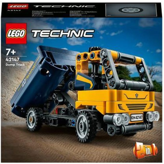 LEGO 42147 Technic Kiepwagen, 2in1 Speelgoed Set met Bouwvoertuig en Graafmachine