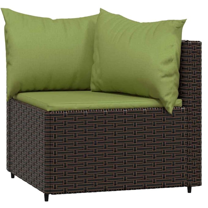 vidaXL - Tuinhoekbanken - met - kussens - 2 - st - poly - rattan - bruin