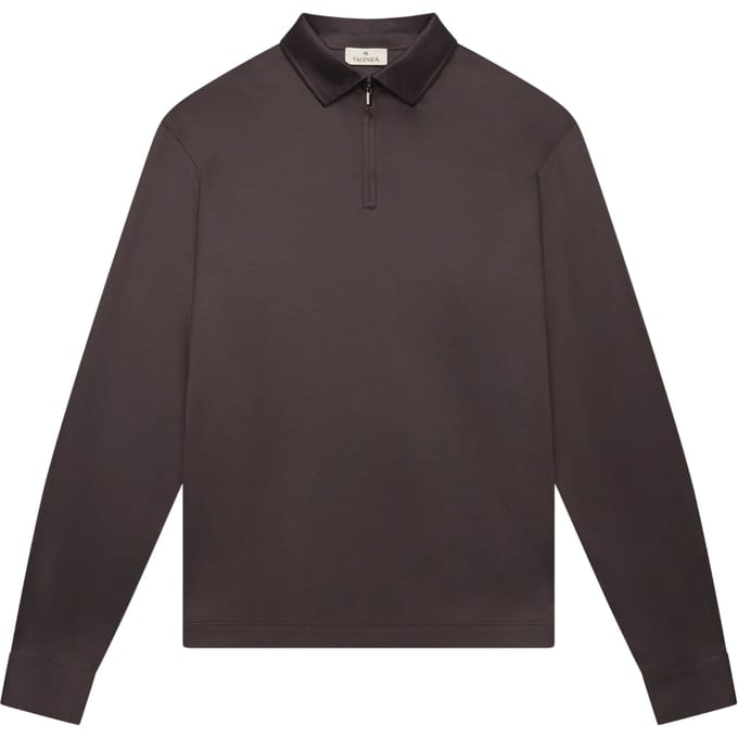 Valenza Supima Polo Zip Collar L/s Polos Donkerbruin 1172