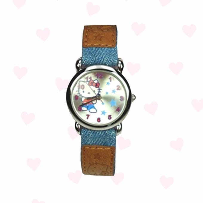 Hello Kitty - Horloge - Textiel - 25 mm - Blauw