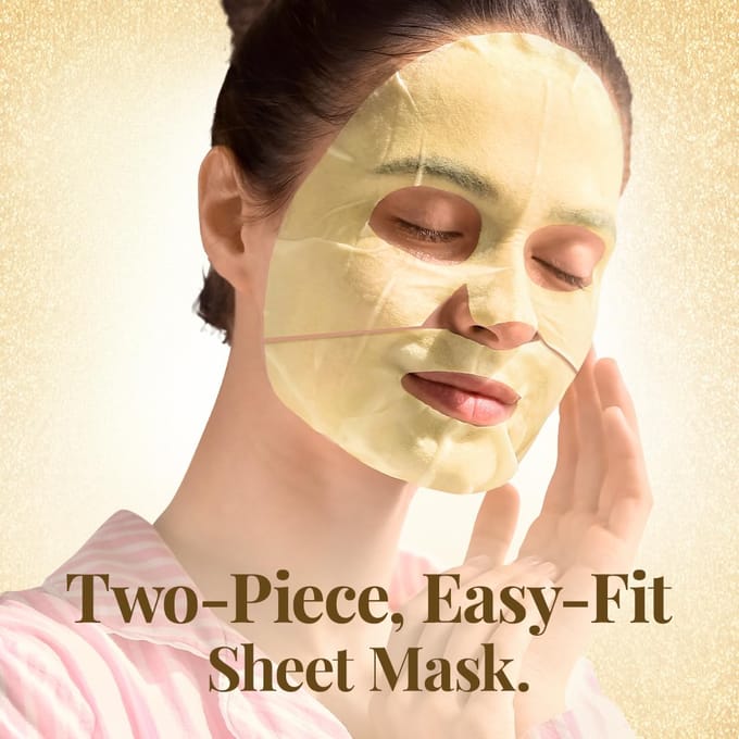 Everyuth Naturals Gouden Gloed 24K Gouden Bladmasker Pak van 3 Voor Stralende Huid Hydratatie Directe Gloed Gezichtsmasker Makkelijk te Passen Biologisch Afbreekbaar Ontwerp beige