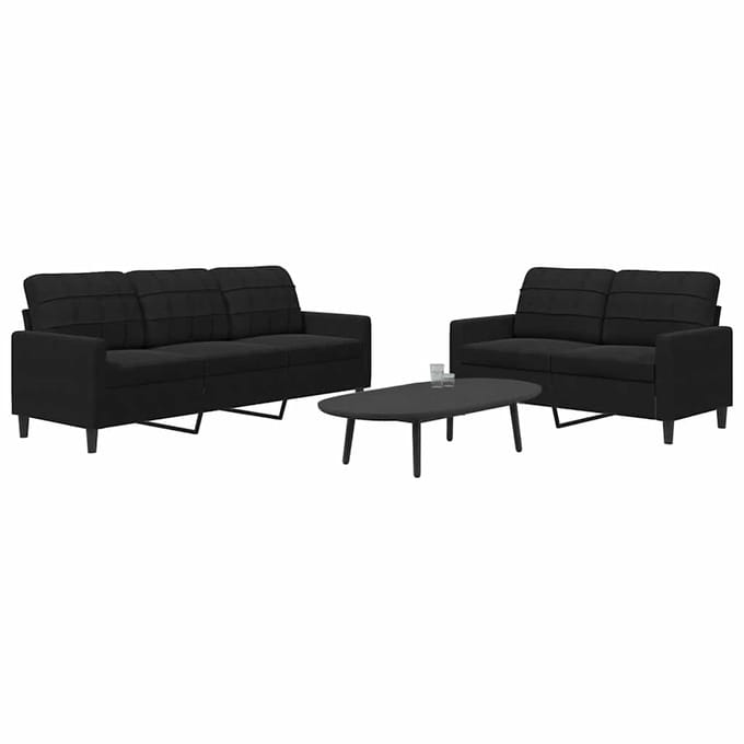 vidaXL - 2-delige - Loungeset - met - kussens - fluweel - zwart