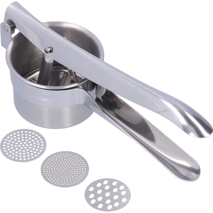 3 in 1 Handmatige Aardappelpers RVS Fruitpers Keukengadget voor Thuis Restaurant gray