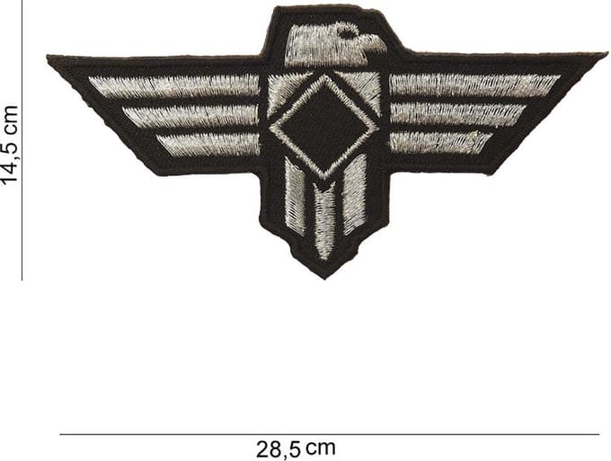 Embleem stof Adelaar zwart/grijs groot