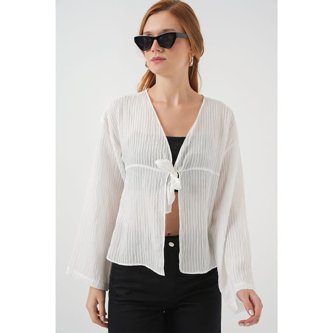 V-hals Blouse met Strik