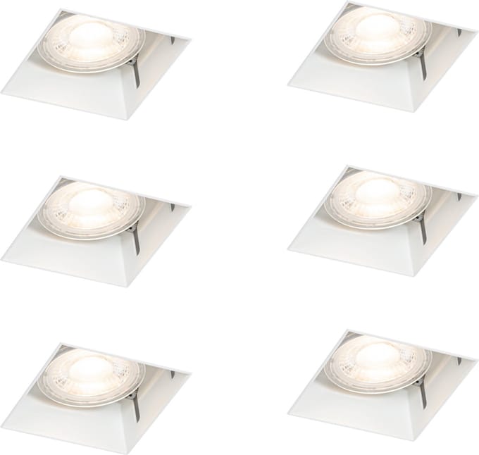 QAZQA oneon 6 - Moderne Inbouwspot - 6 stuks - L 11.9 cm - Wit -