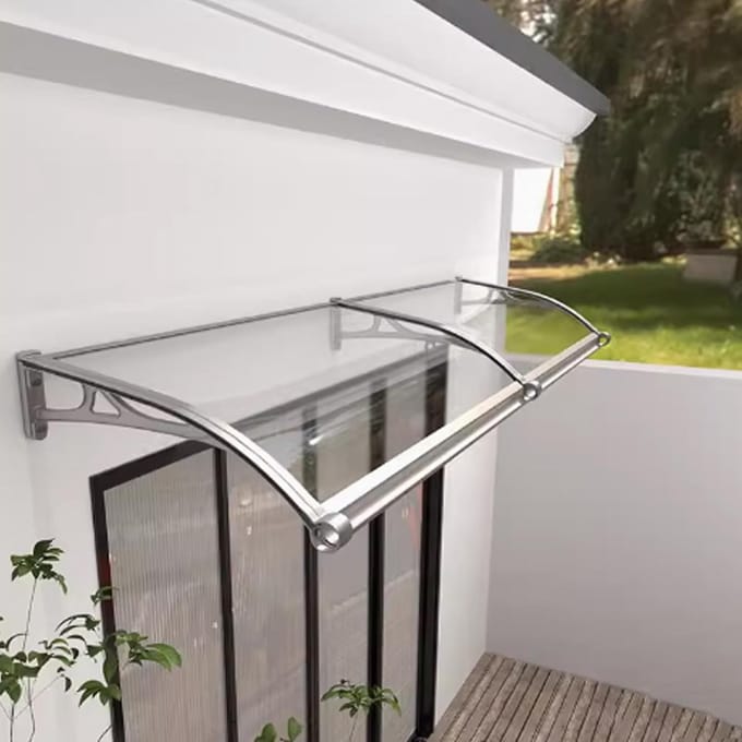 Deurluifel - Regenbescherming - Buiten - Gebogen polycarbonaat - 24 x 87 cm - Transparant