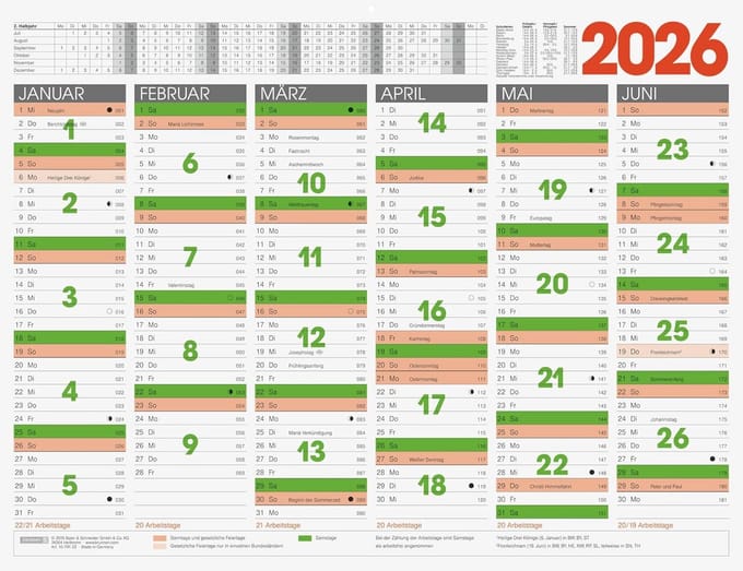 BRUNNEN Tafelkalender 2026 XL