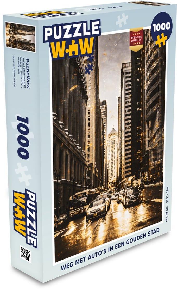 Puzzel Auto - Goud - Wegen - Legpuzzel - Puzzel 1000 stukjes volwassenen
