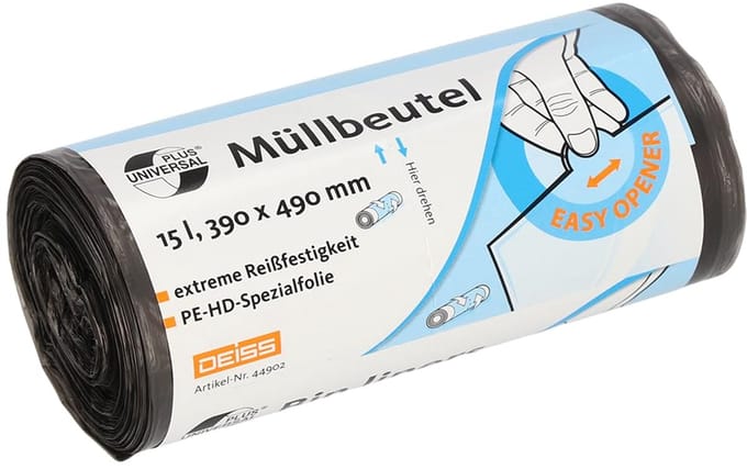 Afvalzakken Universeel Grijs - 15 Liter, Diverse Maten