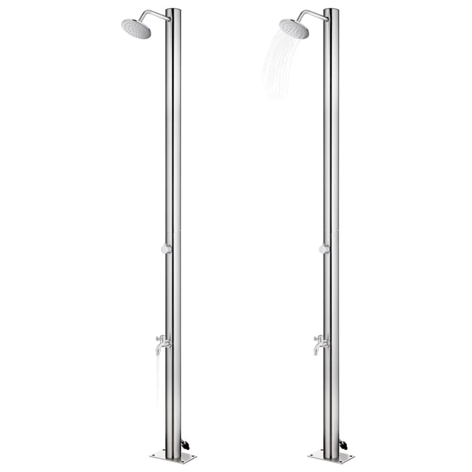 vidaXL - Buitendouche - met - grijze - basis - 220 - cm - roestvrij - staal