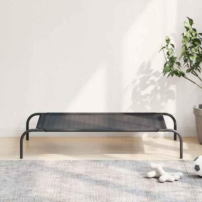 Maison Exclusive - Lit surélevé pour chien Noir L Textilène