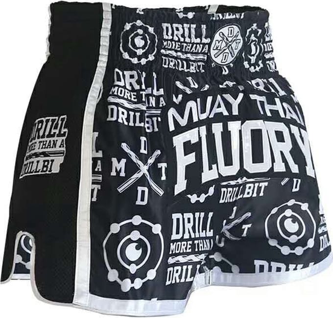 Fluory Kickboks Broekje Muay Thai Short Drill Zwart - M