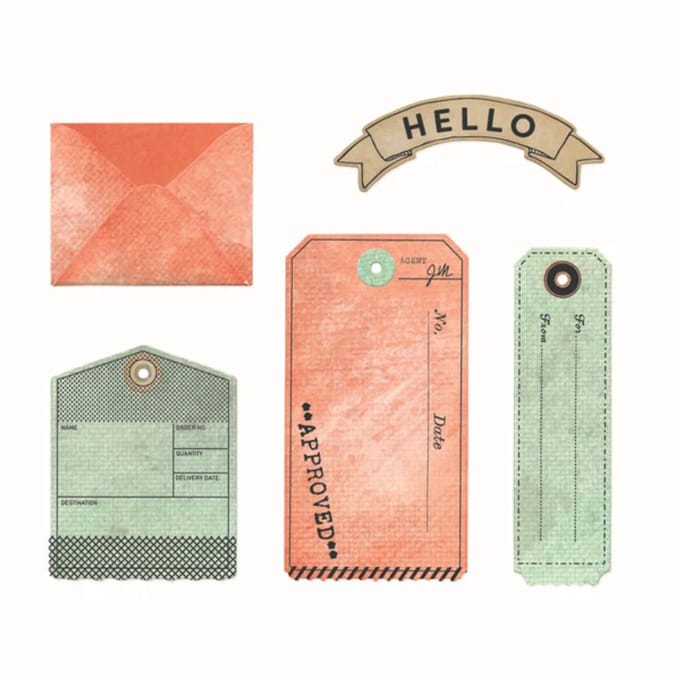 Sizzix Framelits Ponssjabloon en Clear Stamps "Tag It by 49 & Market"