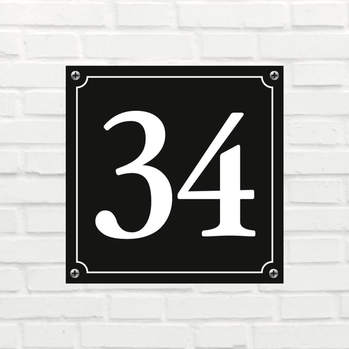 Huisnummerbord Mat zwart Deluxe - Nummer 34 - incl. bevestiging