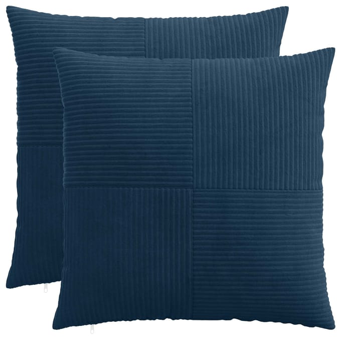 vidaXL - Kussensloop - 2 - pcs - ALMELO - Marineblauw - 70 - x - 70 - cm - corduroy