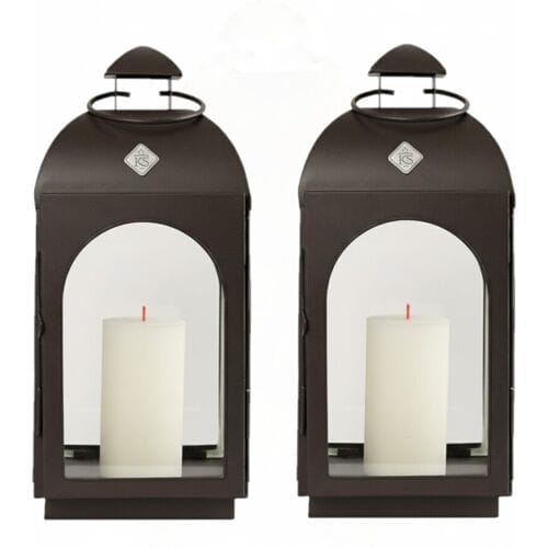 KS Verlichting Set van 2 Capri Windlicht Antraciet Small