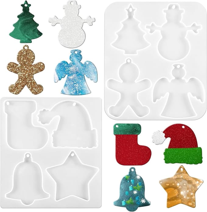 Kerstdecoratie Mallen Set van 2, Siliconen Mallen voor Resin en Creatieve DIY Projecten