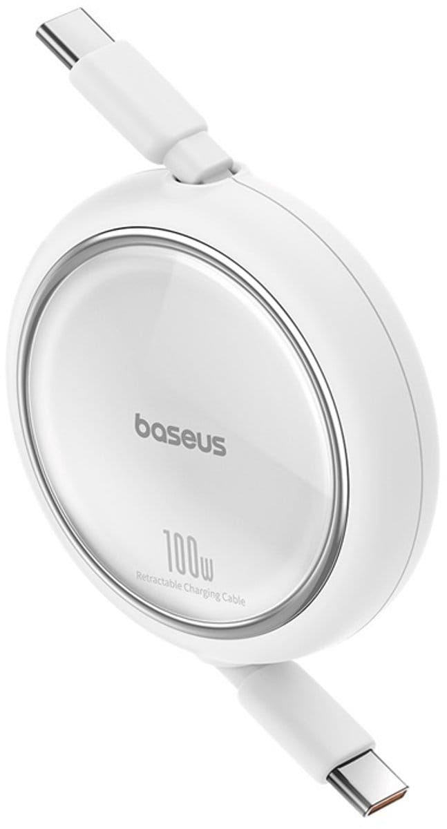 Baseus - Free2Draw - Mini USB-C - USB-C 100W 1m intrekbare kabel - wit