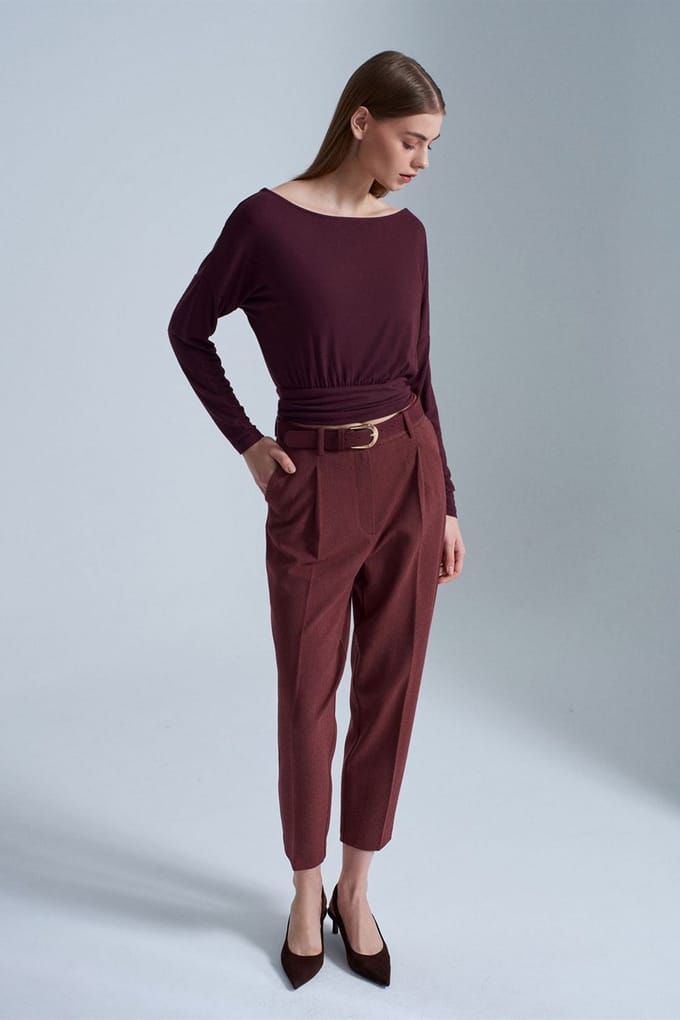 Hoge Taille Rechte Broek met Ceintuur