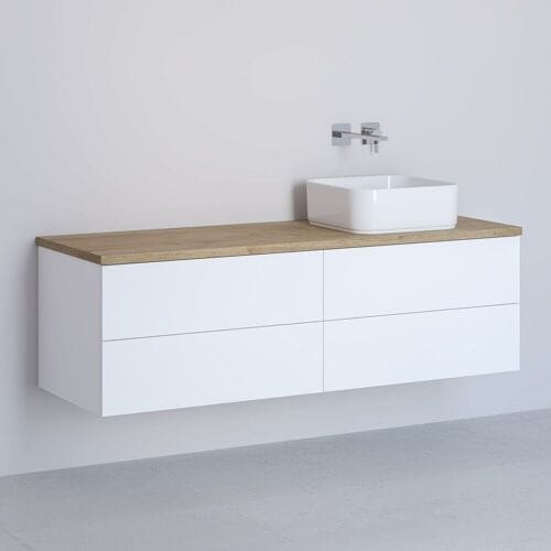 Kronenbach Cube washbasin console 141 cm with 4 drawers KBWTKOWTL1414WHGH