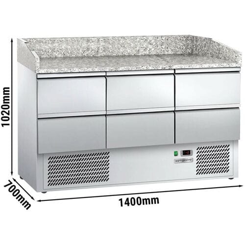 GGM Gastro Pizzakühltisch ECO - 1400x700mm - mit 6 Schubladen Zilver