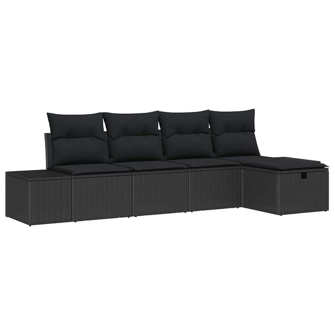 vidaXL - Bankstel - 6 - st - poly - rattan