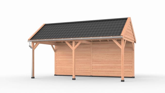 Douglas overkapping zadeldak, 600 x 300, met achterwand, Westwood Ruiter Plus