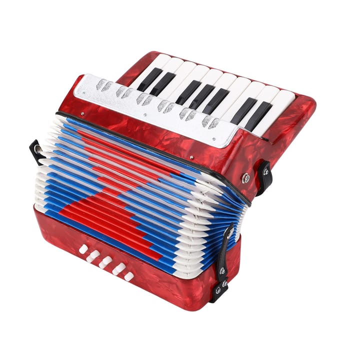 Instrument de musique accordéon piano 17 touches 8 basses pour étudiants débutants rouge