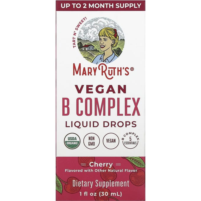 MaryRuth's, Vegan B-Complex Vloeibare Druppels, Kers, 1 fl oz (30 ml)