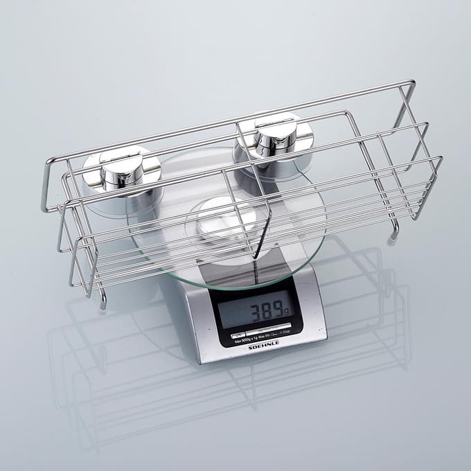Étagère de douche en acier inoxydable à ventouse, sans perçage, robuste, pour salle de bain white